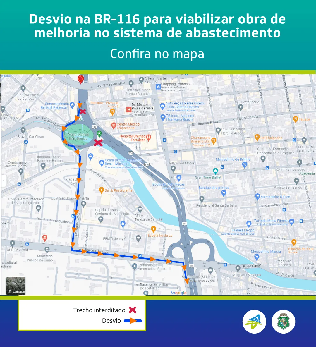 Condutores terão que acessar a Borges de Melo