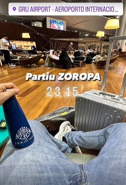 print de storie de lucas lima no aeroporto