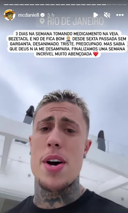 Daniel também contou sobre a internação devido à doença
