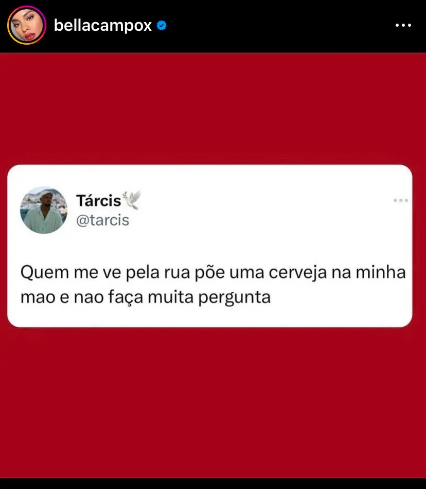 Publicação de Bella Campos no Instagram