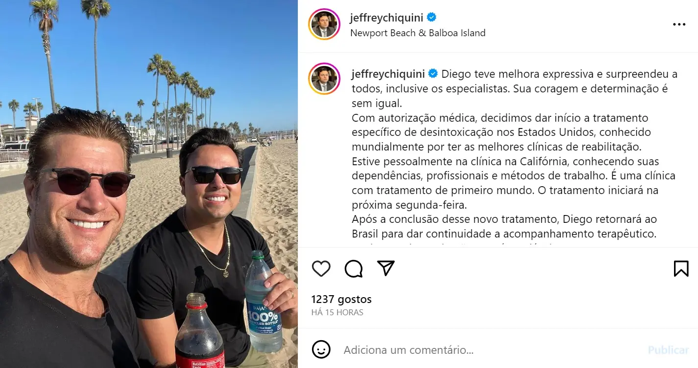 reprodução de post do advogado de diego alemão no instagram