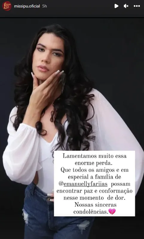 Concurso de Miss fez post em homenagem a Manu
