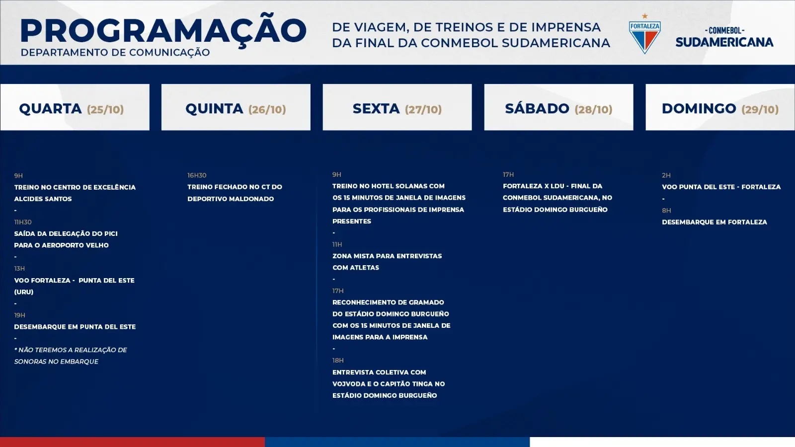 Cronograma completo do Fortaleza