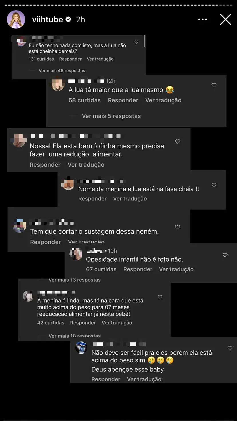 Print dos stories da influenciadora digital Viih Tube