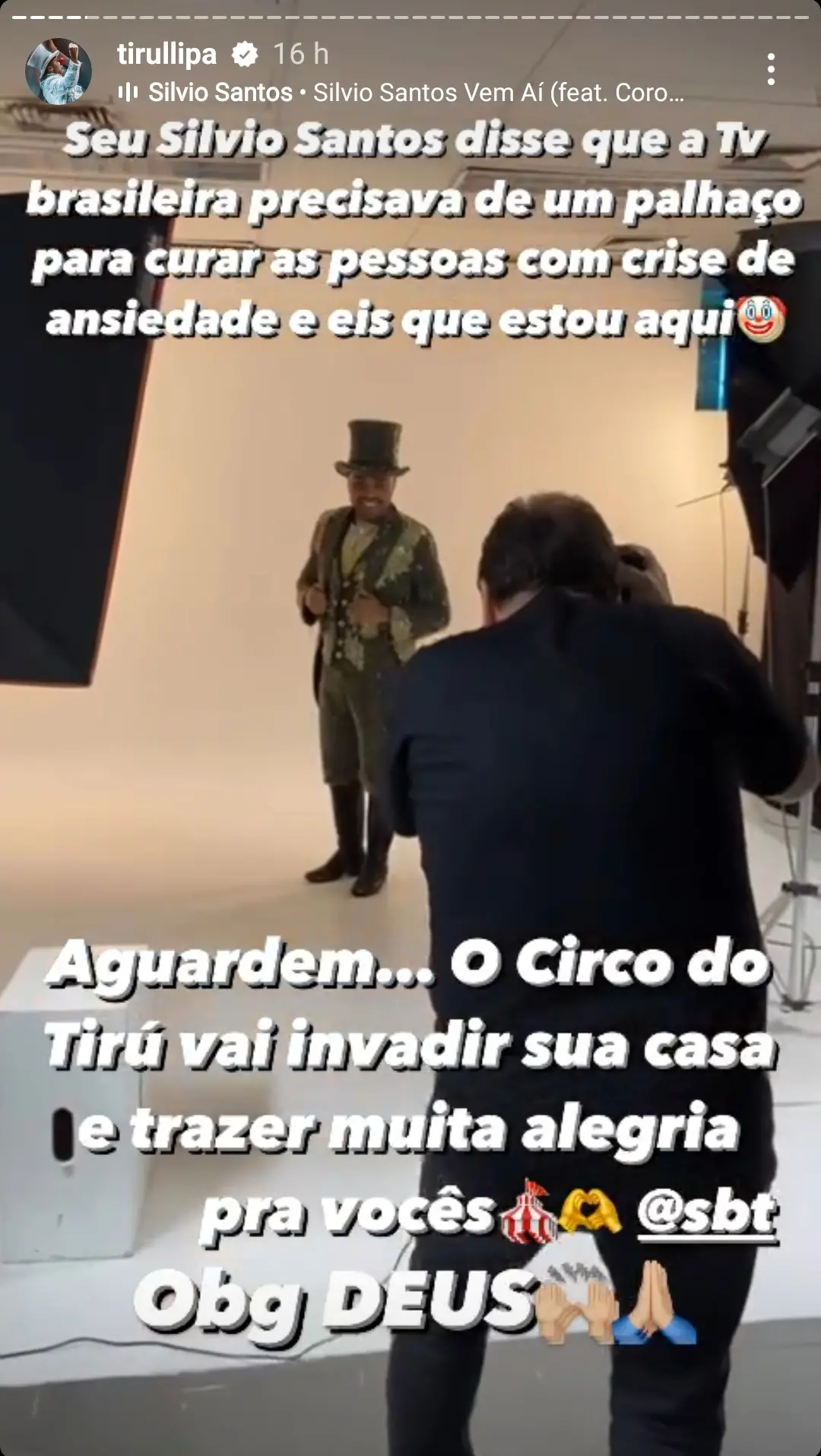 Tirullipa posta story sobre programa no SBT