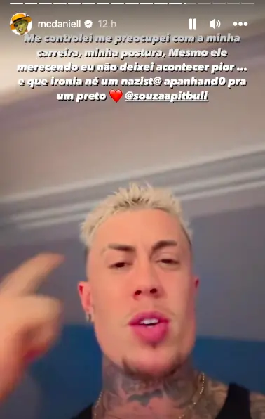 Imagem dos stories do cantor MC Daniel