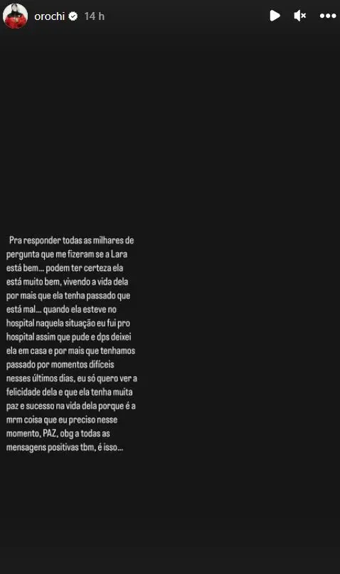Orochi publicou stories no Instagram