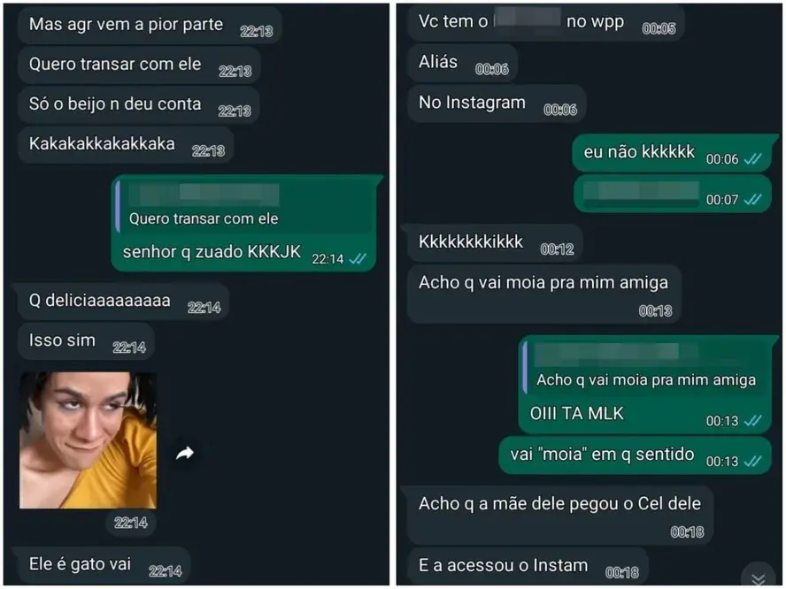 print de conversa de professora com aluna falando sobre alunos adolescentes