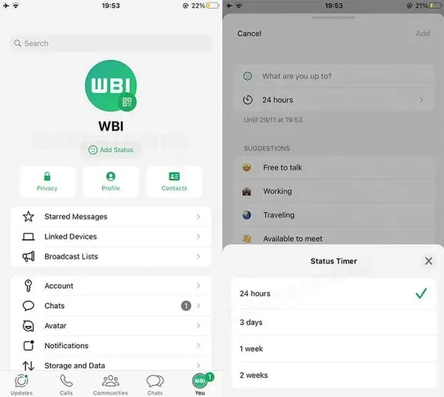 Registro de tela com atualização do WhatsApp