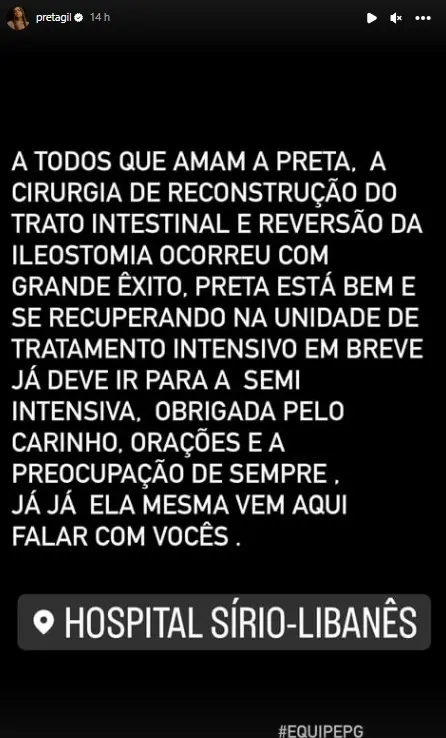 Print dos Stories de Preta Gil