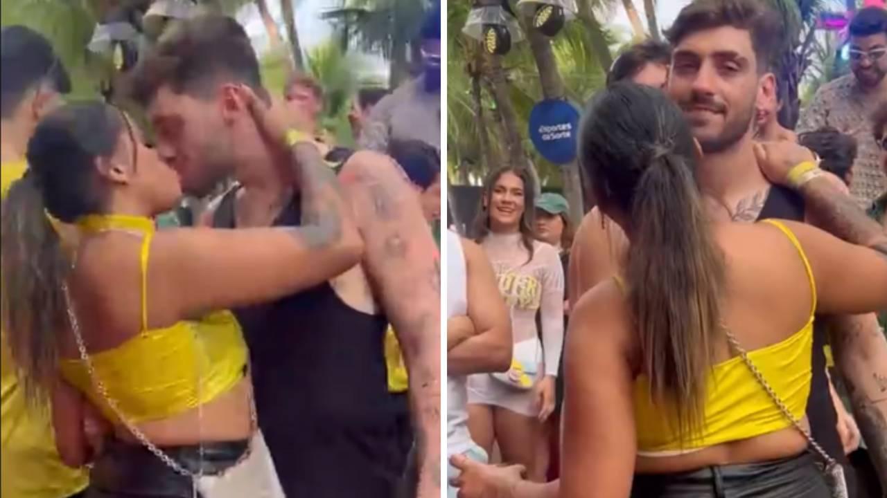 Cantora MC Loma beijando influenciador Reynaldo Reis na Farofa da Gkay. O que rolou na Farofa da Gkay em Fortaleza? Veja destaques dos 3 dias de festa