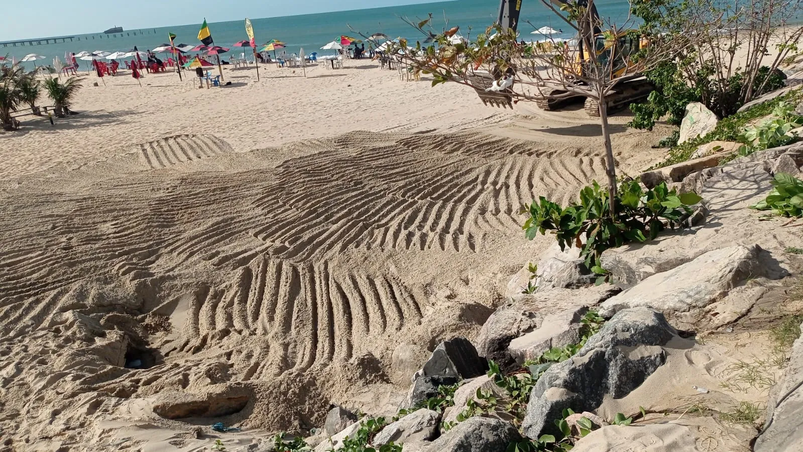 Praia de Iracema, após realização da limpeza da área nesta sexta-feira (8)
