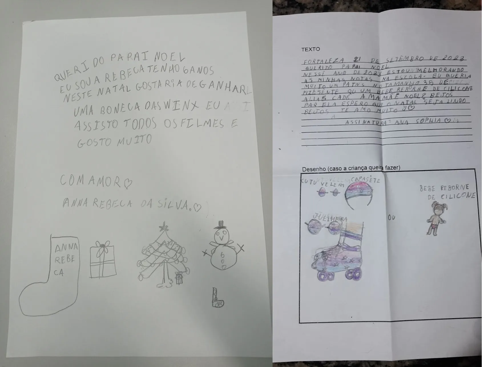 Cartas de Anna Rebeca, de Limoeiro do Norte, e Ana Sophia, de Fortaleza