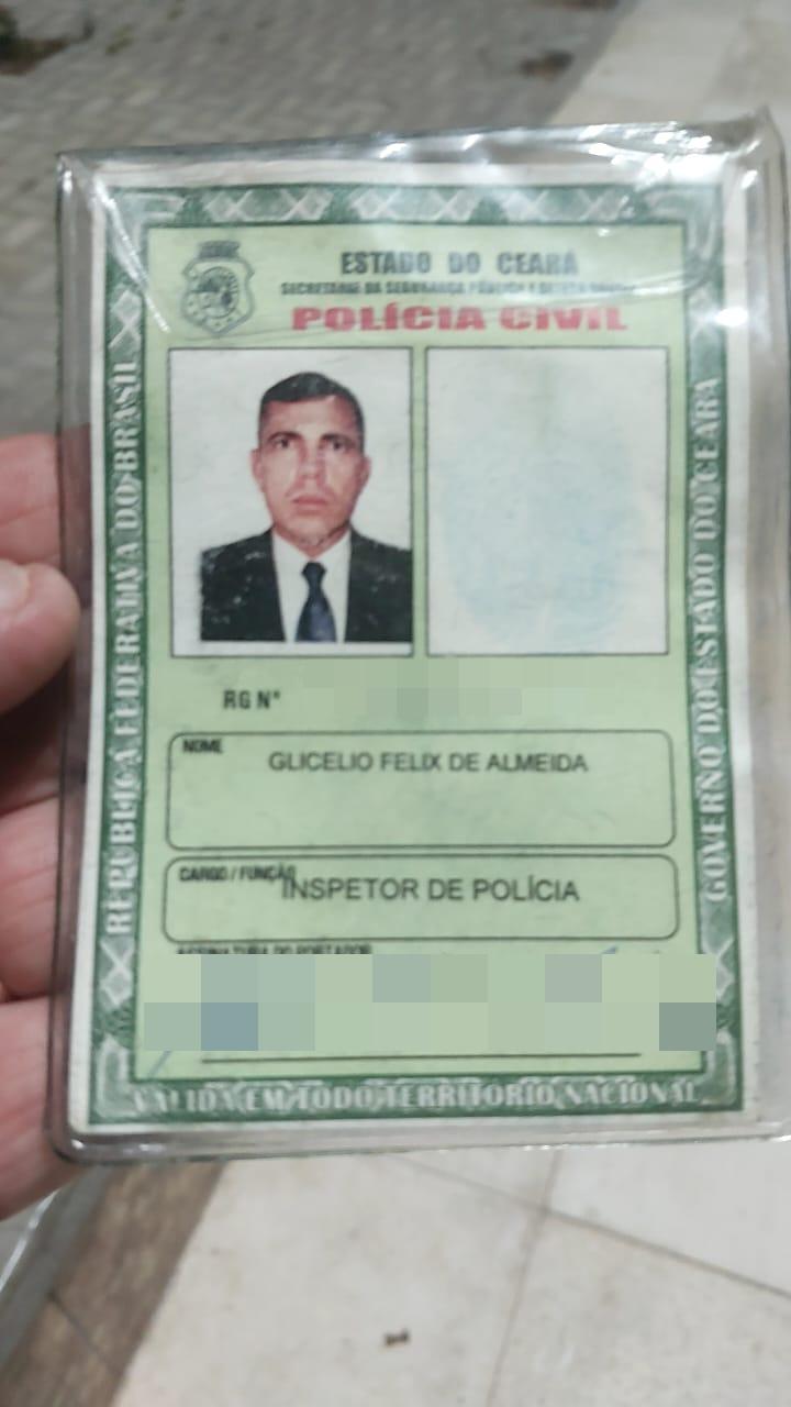 Documento de Glicelio Felix de Almeida, inspetor da polícia civil morto em Granja no dia 17 de dezembro de 2023.