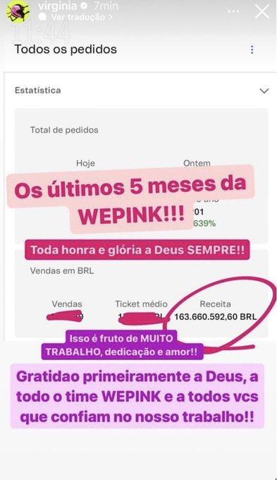 Print de faturamento de WePink