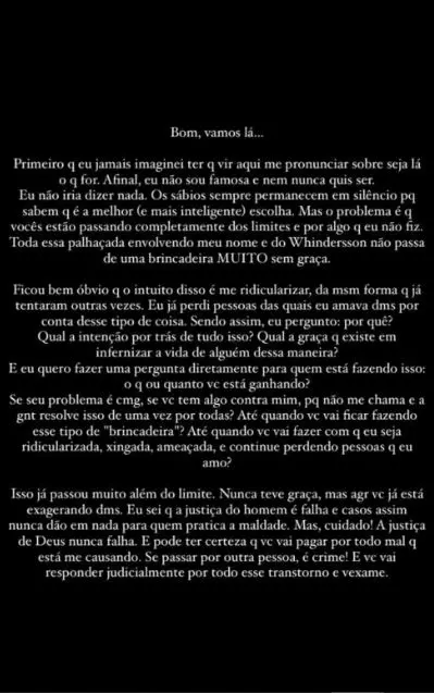 Desabafo nas redes sociais