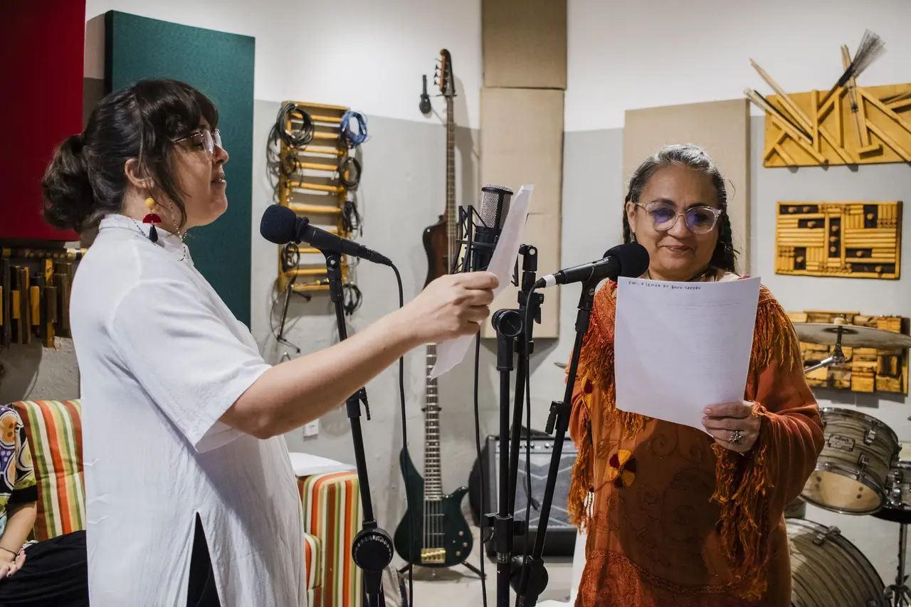 Paula Yemanjá e Eliahne Brasileiro, respectivamente, interpretam Luta e Memória na produção
