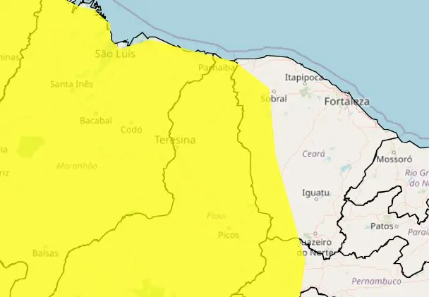 Alerta de chuvas intensas emitido pelo Inmet inclui parte do território cearense