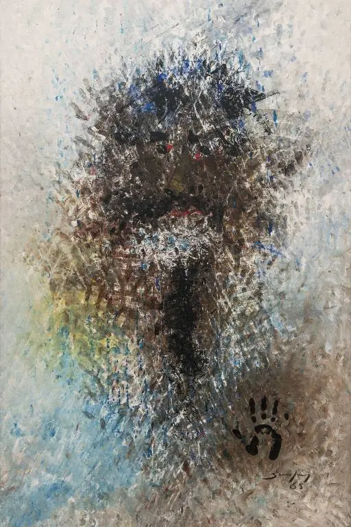 Antonio Bandeira também produziu autorretratos em período mais ligado ao abstracionismo, como na obra em destaque, datada de 1965