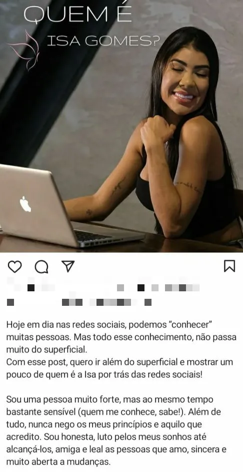 Isa Gomes acumulava seguidores nas redes sociais, onde vendia cosméticos