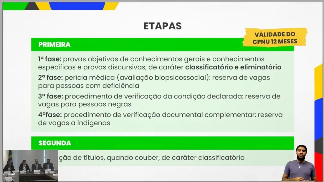 Concurso Nacional Unificado terá duas etapas, sendo a primeira com 4 fases