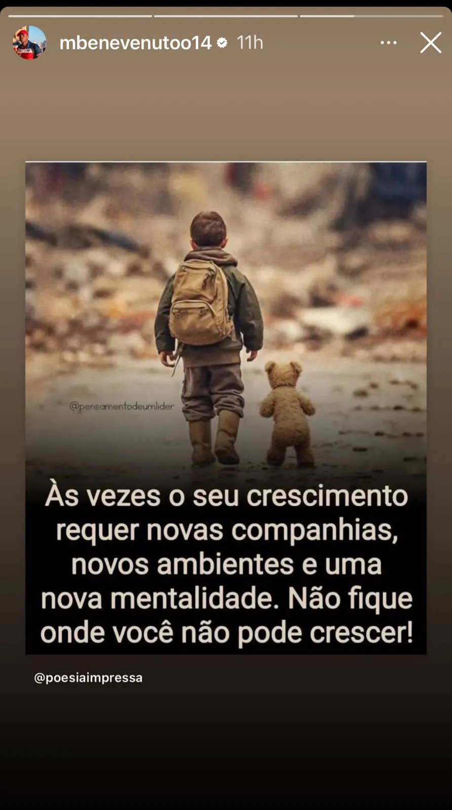 Marcelo Benevenuto em postagem na sua conta no Instagram