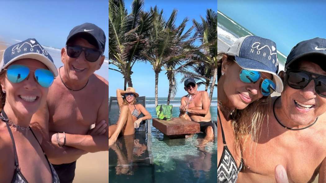 Galvão Bueno y su esposa disfrutan de unas vacaciones en la playa de Flecheras en Ceará-Zuera