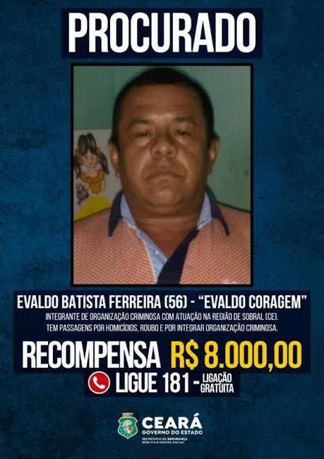 SSPDS determinou recompensa de R$ 8 mil para ter informações de 'Evaldo Coragem'