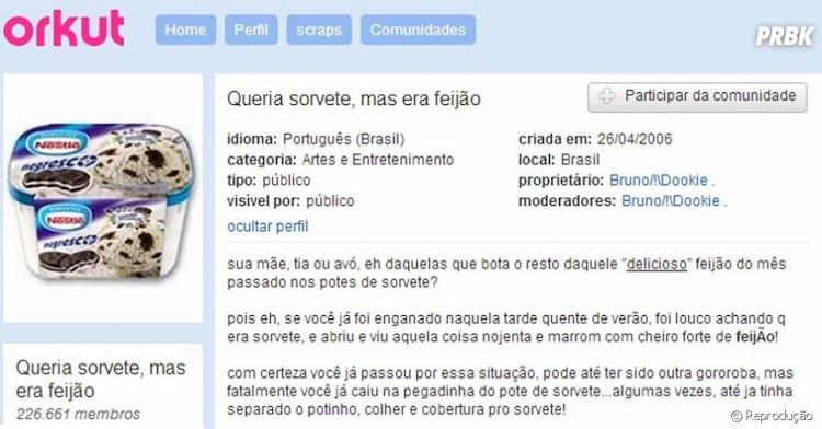 Print da comunidade queria sorvete, mas era feijão