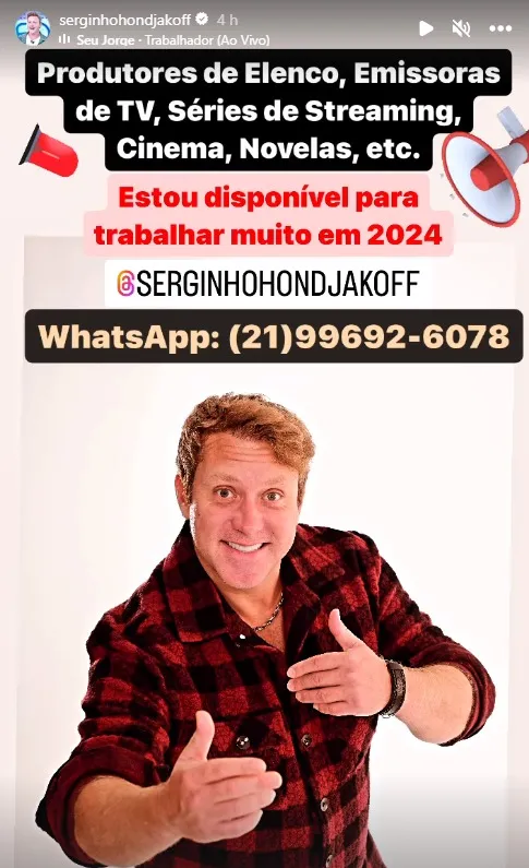 Serginho Hondjakoff fez o apelo no Instagram
