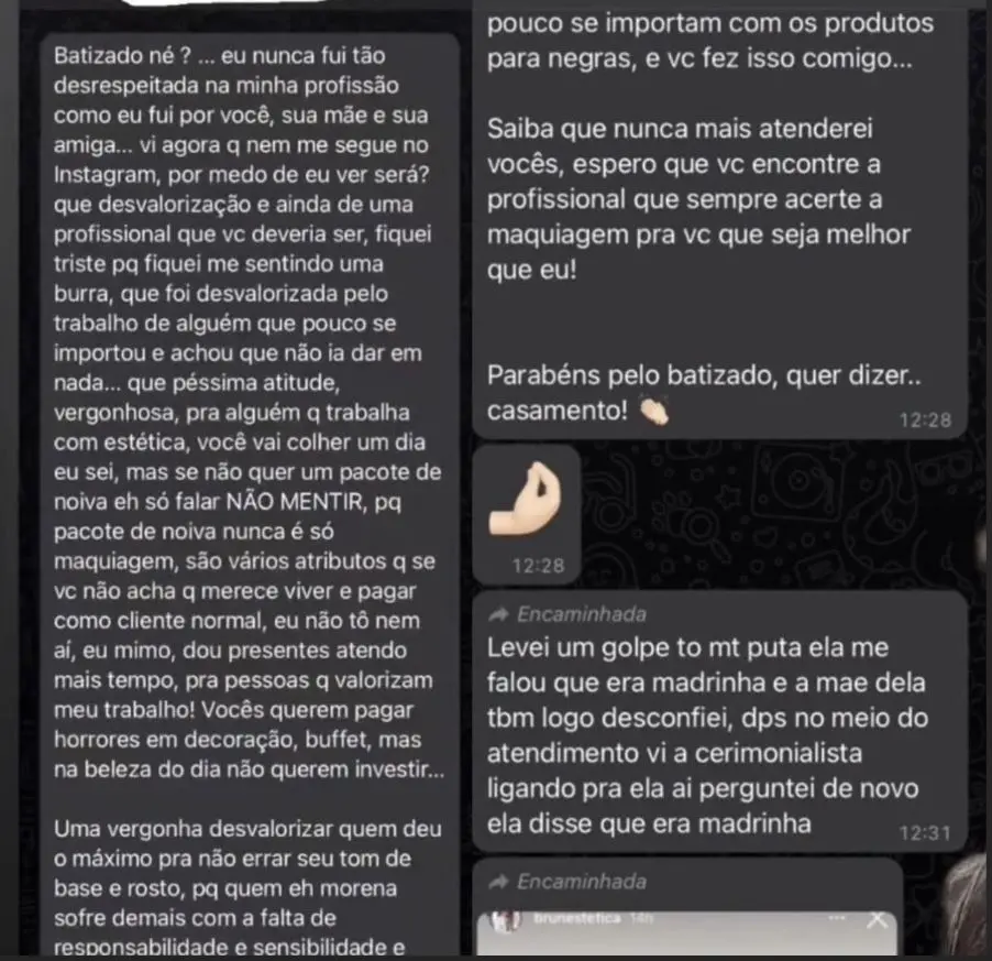 Print de mensagens enviadas pela maquiadora