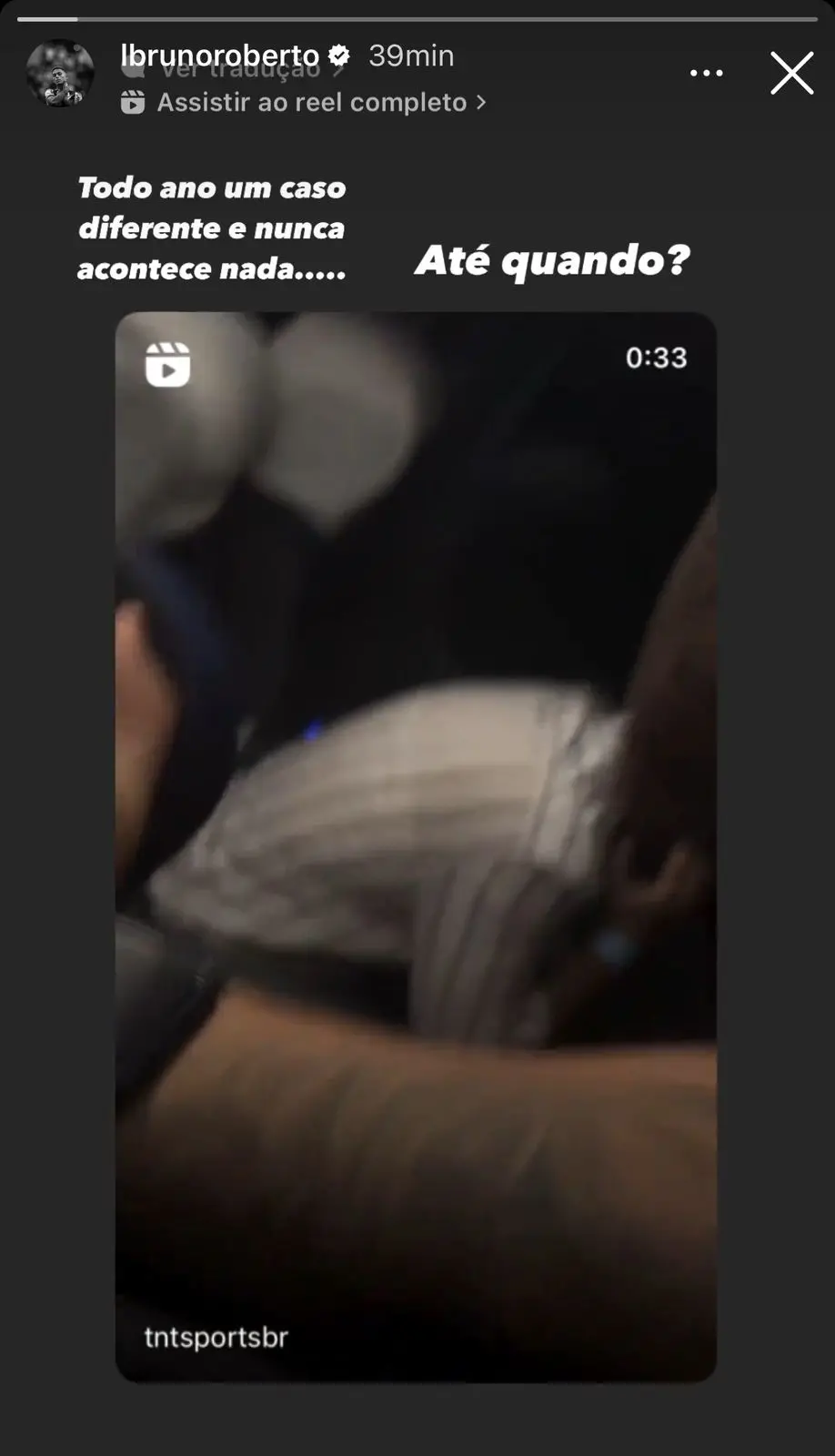 Publicação de Bruninho nas redes sociais