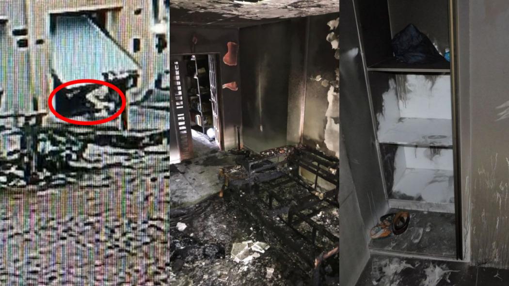 Fotos que mostram mulher entrando na casa do namorado e depois registros do inc:êndio que ela provocou