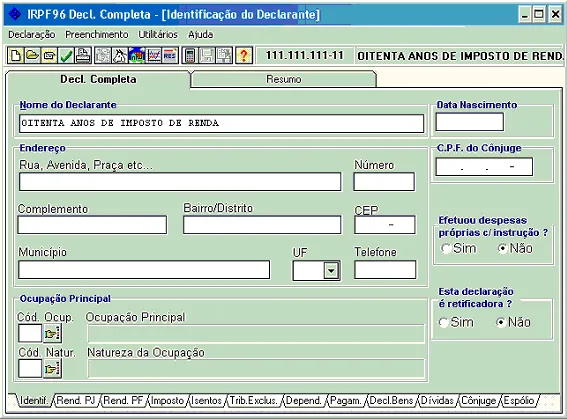 O sistema de declaração do Imposto de Renda chegou ao Windows em 1996
