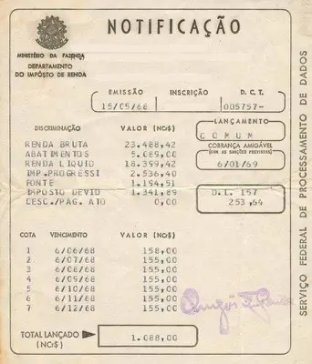 Primeira notificação eletrônica do Imposto de Renda