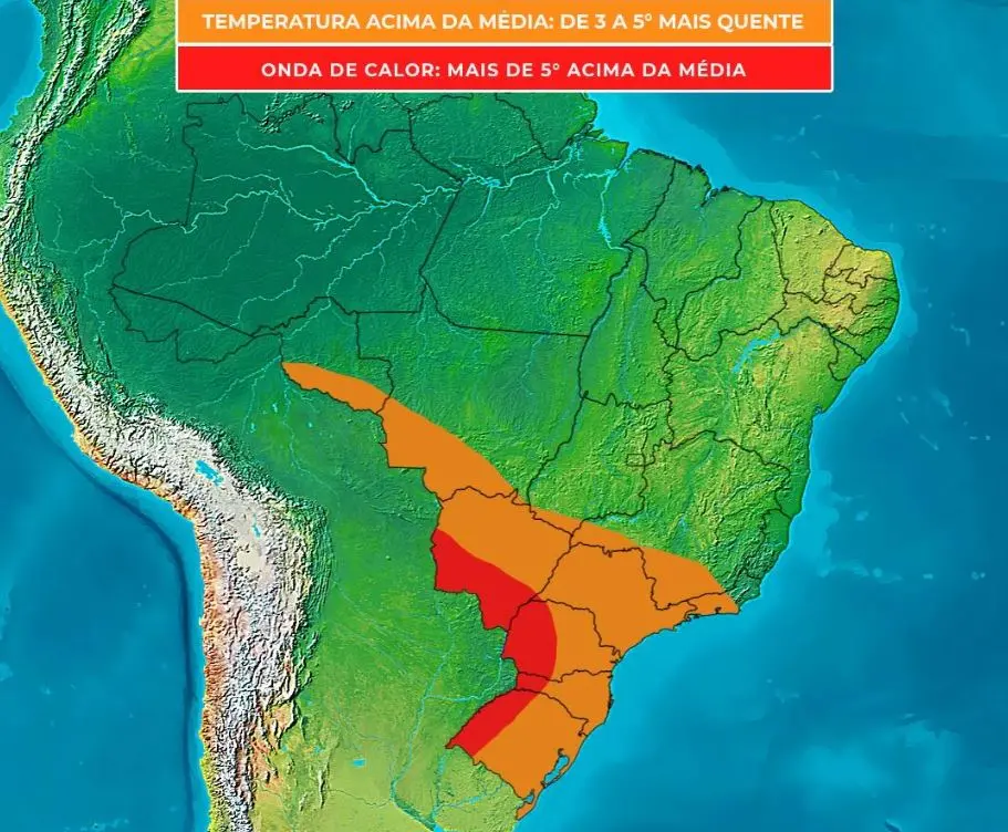 onda de calor mapa do Brasil