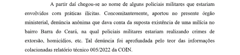 Denúncia do Ministério Público cita a organização criminosa como milícia