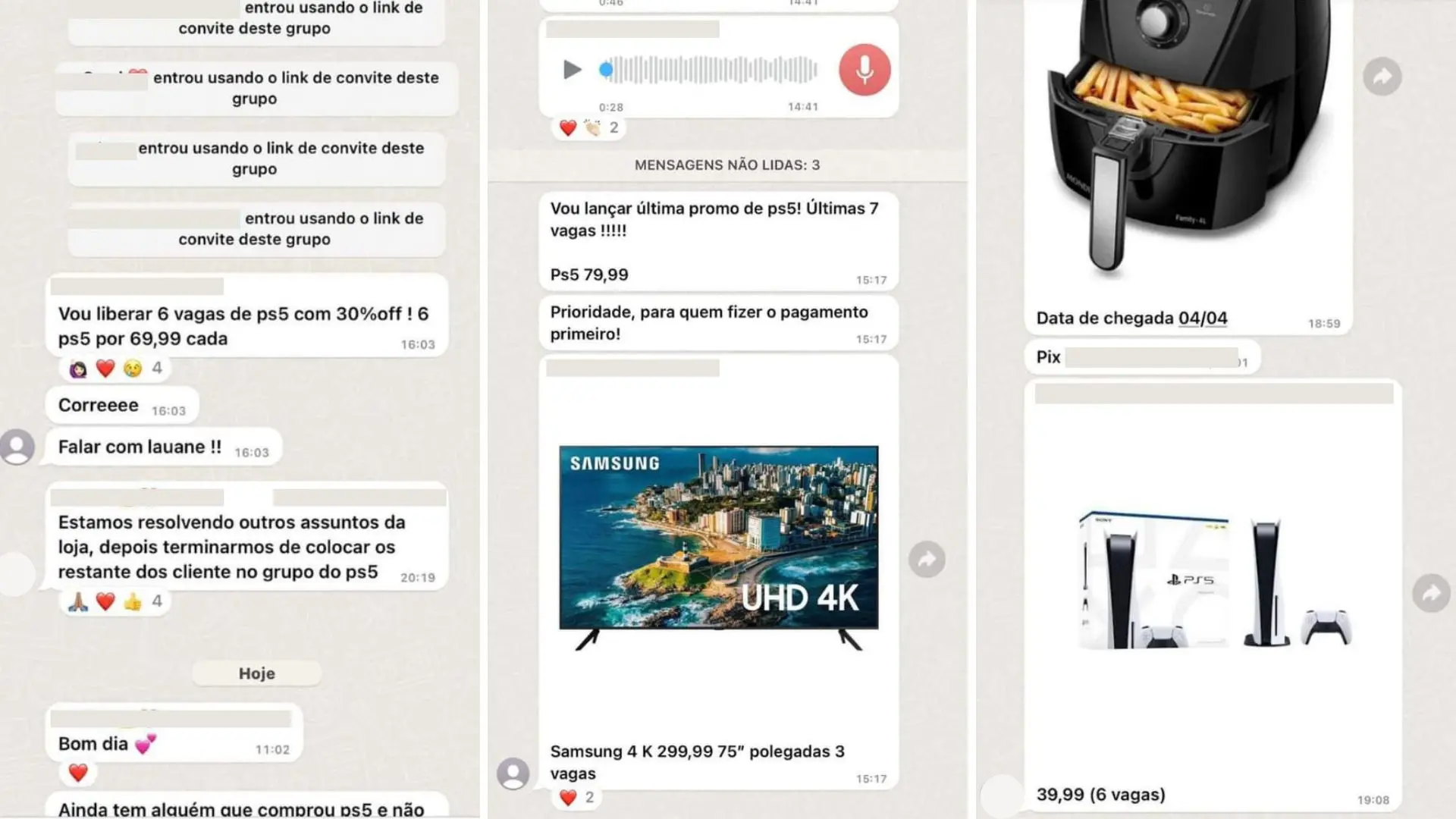 Prints de suposto golpe de influenciadora do Amazonas