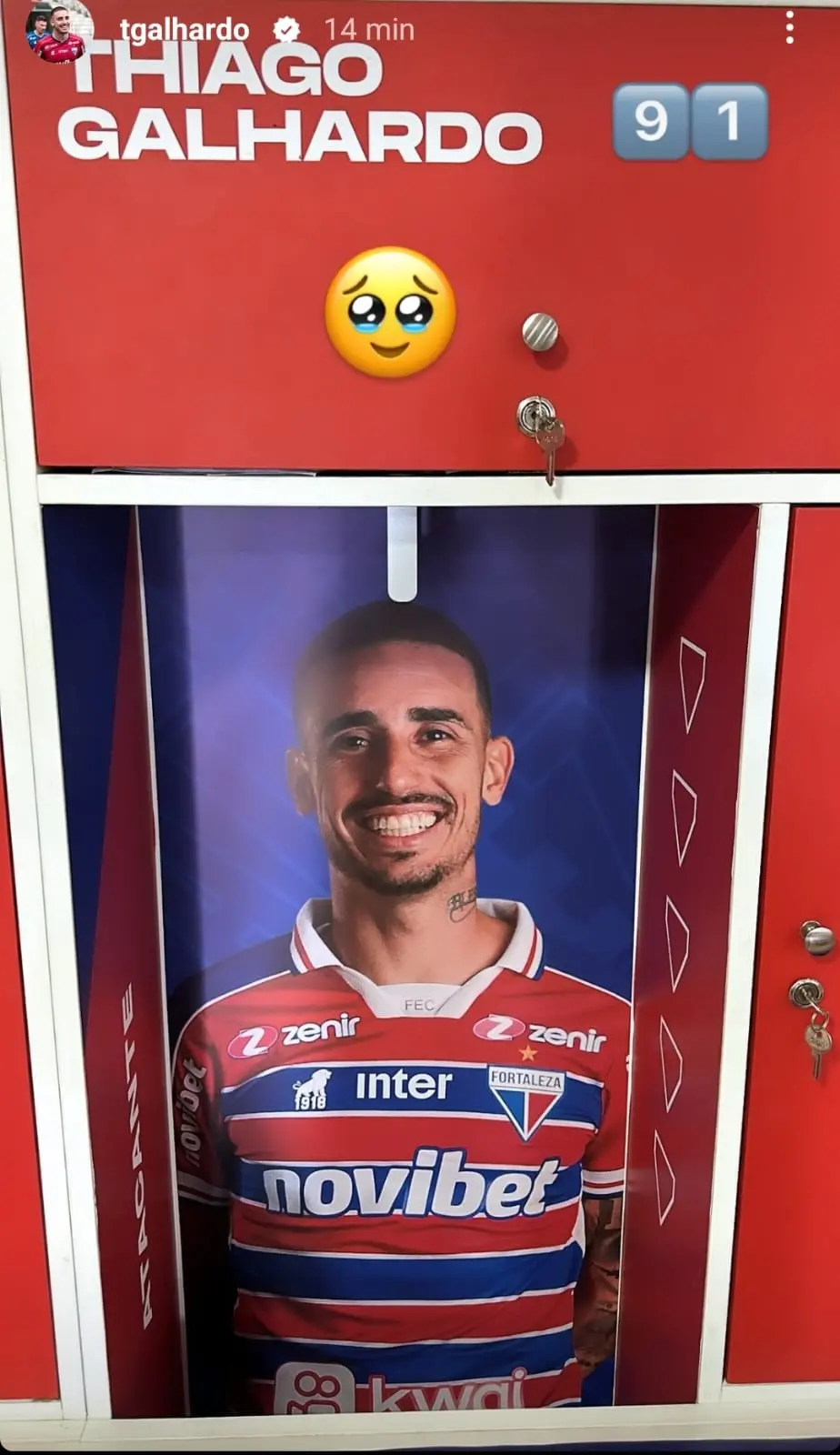 Print dos Stories do atacante Thiago Galhardo