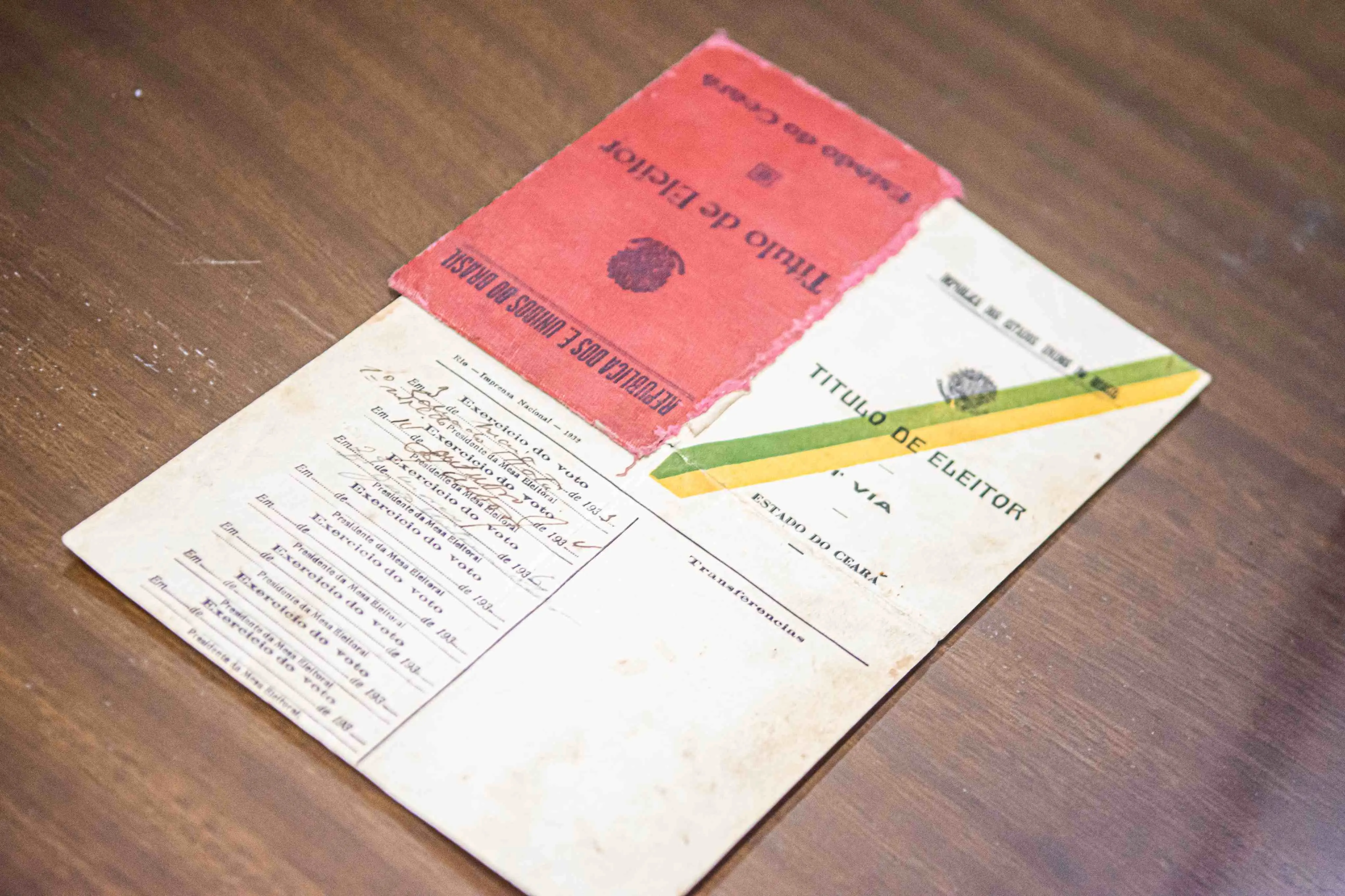 Título eleitoral usado na primeira eleição realizada pela Justiça Eleitoral do Ceará na década de 1930