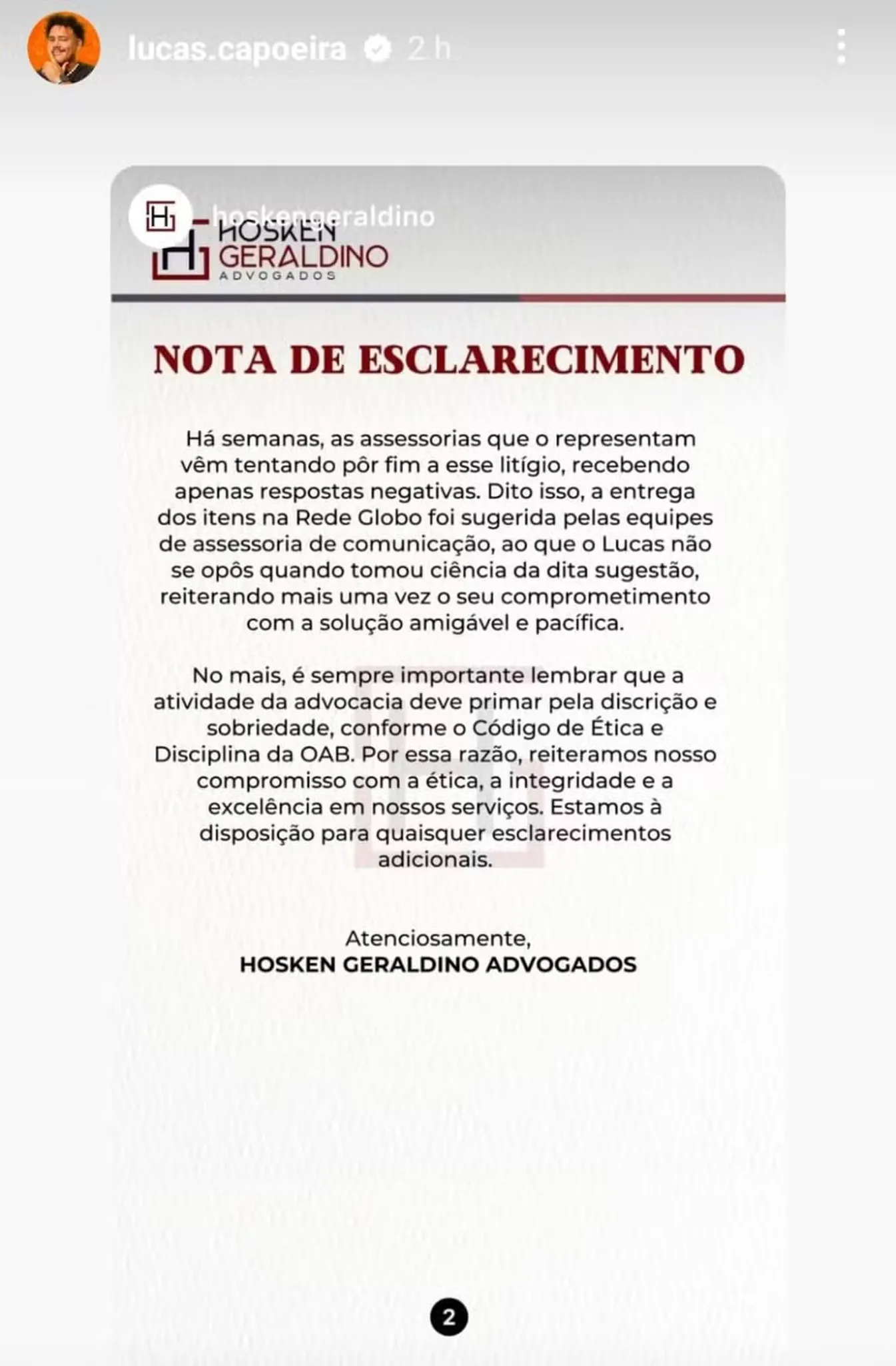 Comunicado na íntegra