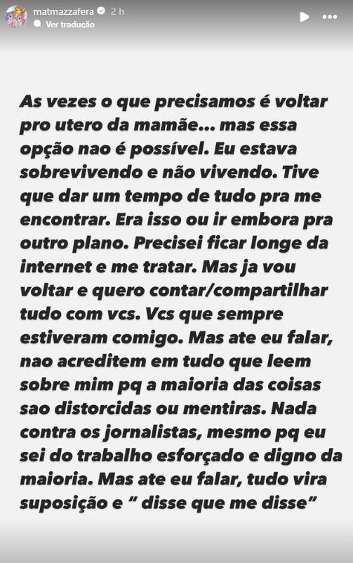 Print de stories de Ma Mazzafera