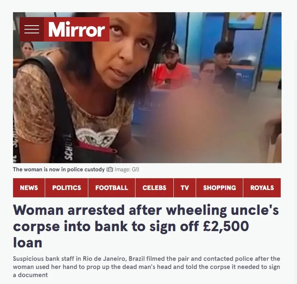 Matéria do jornal Mirror
