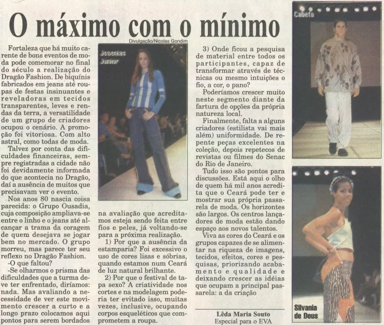 Publicação no Diário do Nordeste de 5 de dezembro de 1999 durante a primeira edição do Dragão Fashion