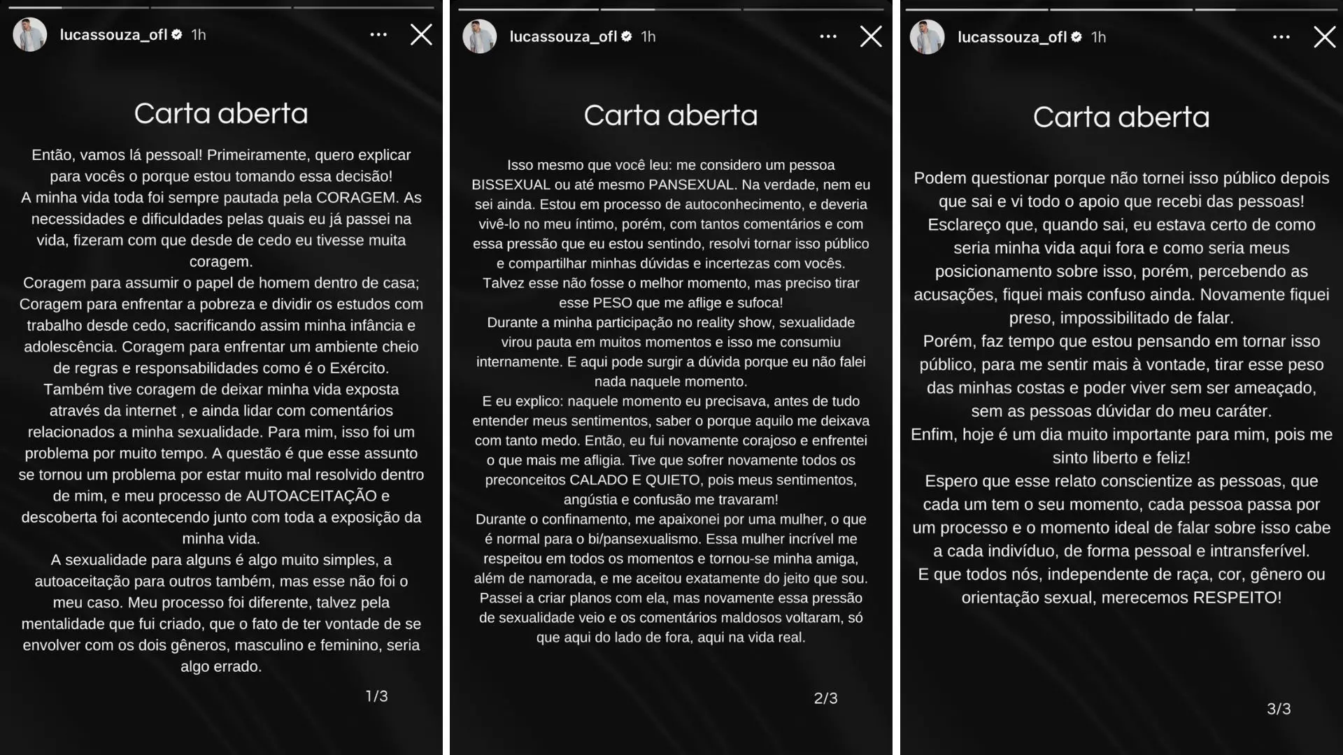 Carta aberta de Lucas Souza na íntegra