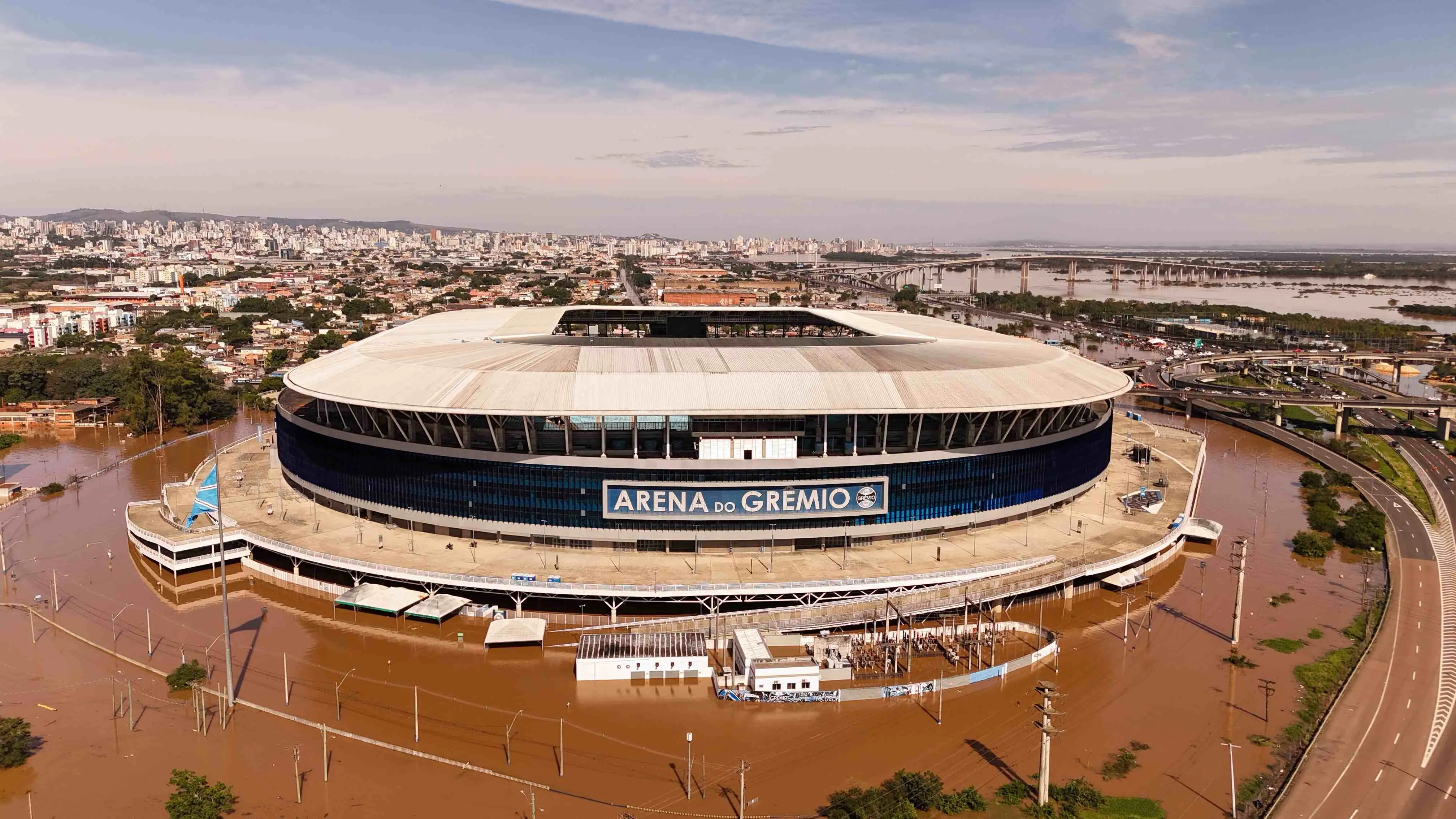 Arena do Grêmio, em meio à enchente no Rio Grande do Sul