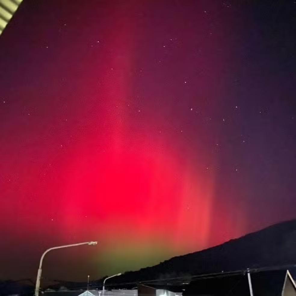 Aurora austral no Ushuaia, na Argentina