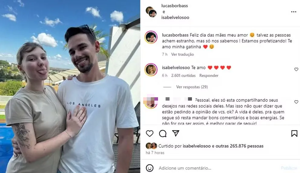 Publicação teve comentários diversos no Instagram