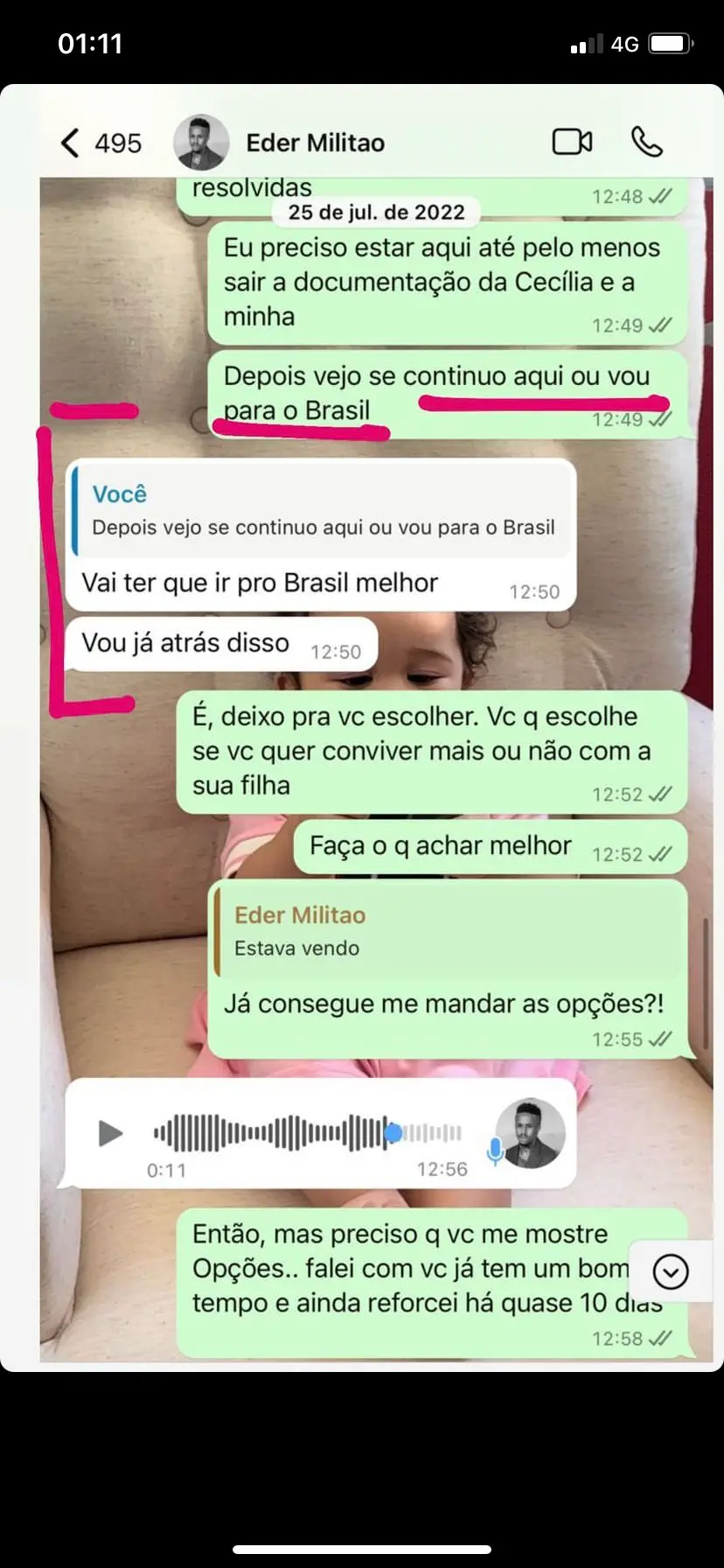 Militão diz que filha tem que voltar para Brasil