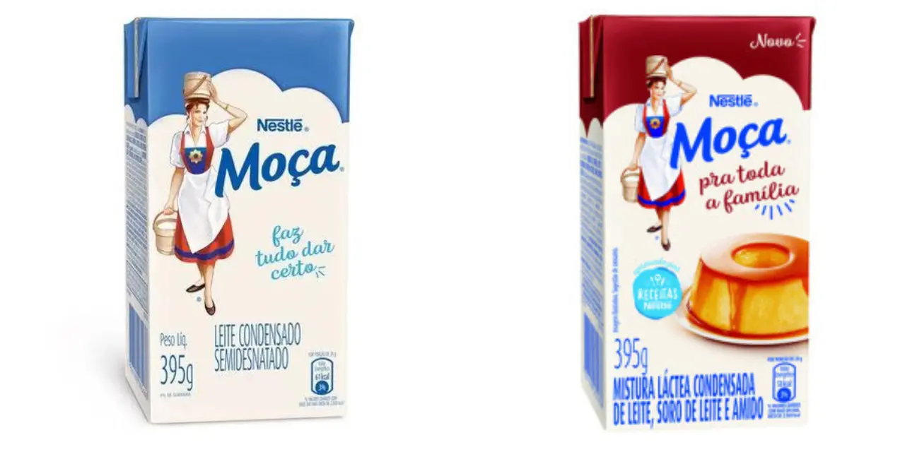 montagem de fotos de leite condensado e mistura láctea condensada